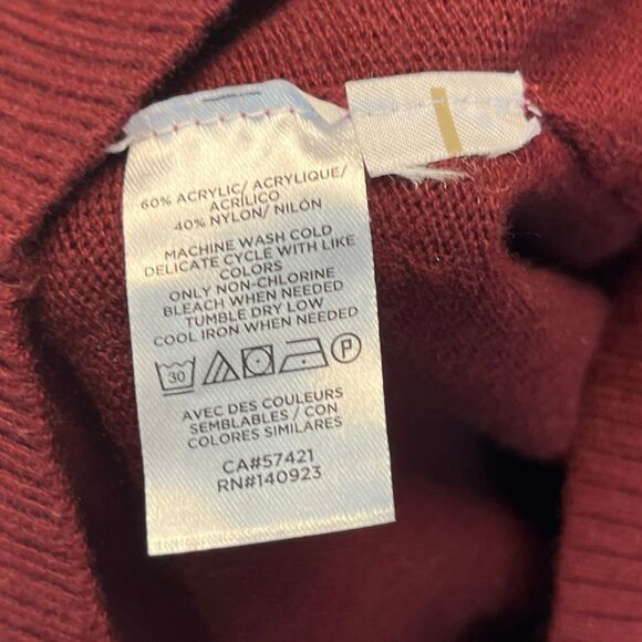 LOFT Women’s Sweater XL Burgundy Deep V-Neck Long Sleeve Oversized Knit Soft - Picture 5 of 10